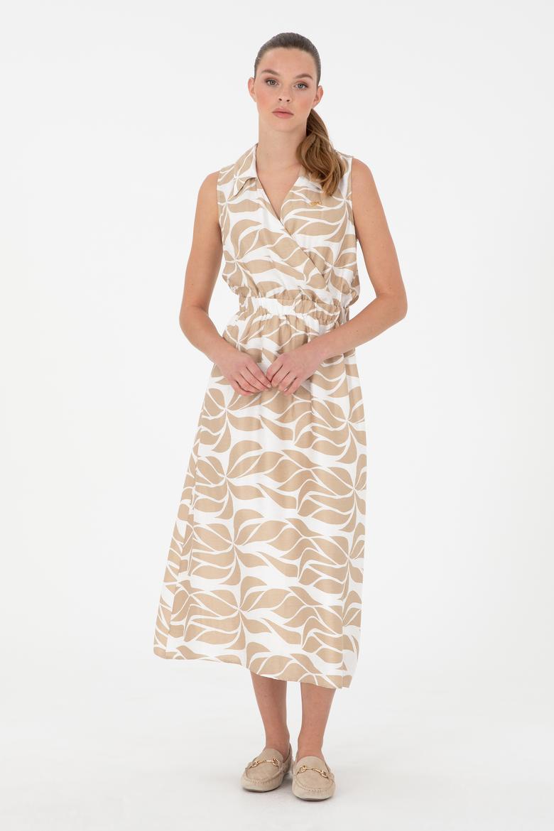 Kadın Haki Midi Boy Dokuma Elbise