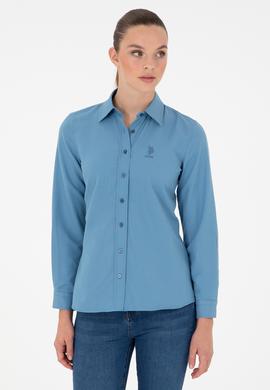 Kadın Saks Uzun Kollu Basic Gömlek - 50295711018