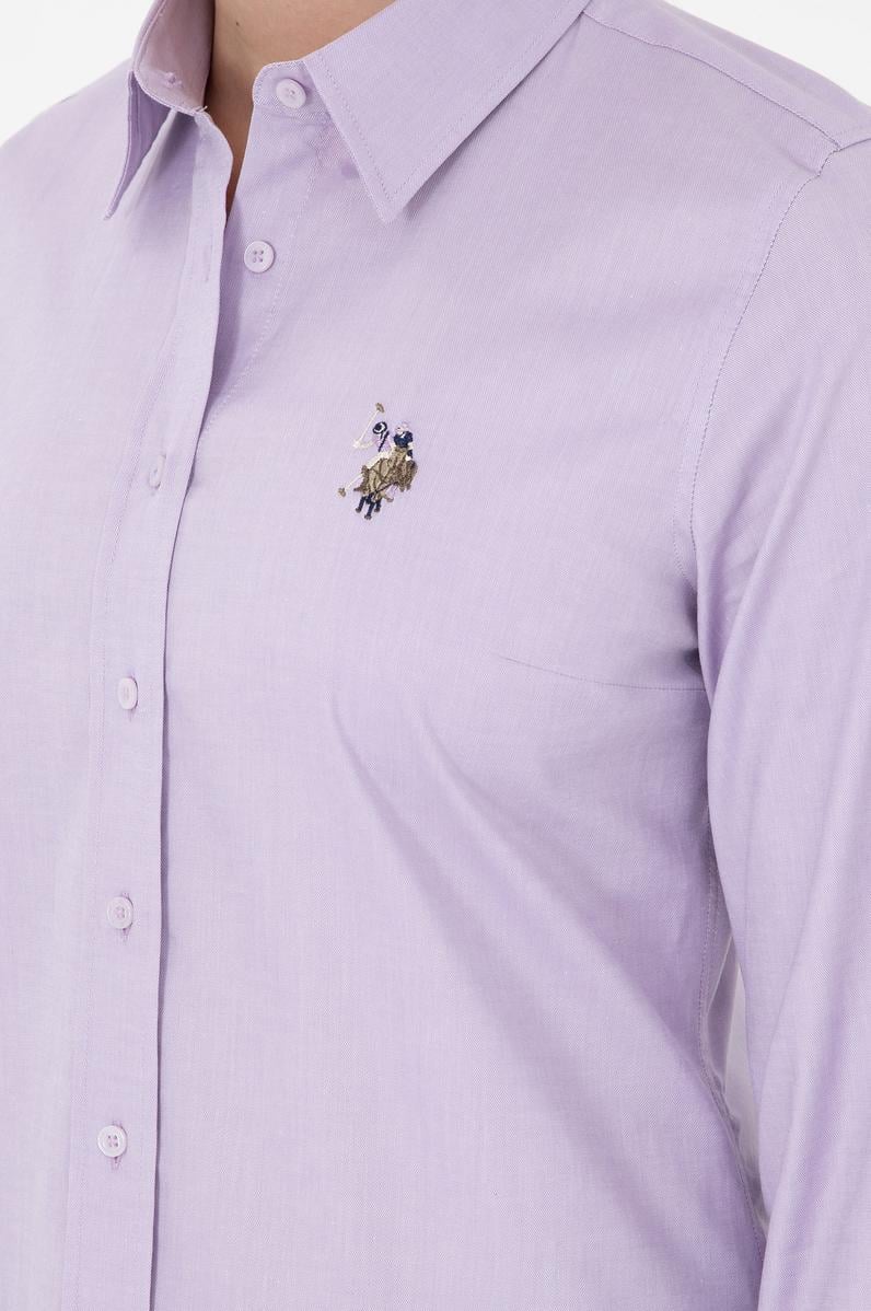 Kadın Lila Uzun Kollu Basic Gömlek