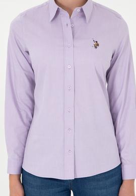 Kadın Lila Uzun Kollu Basic Gömlek - 50295710029