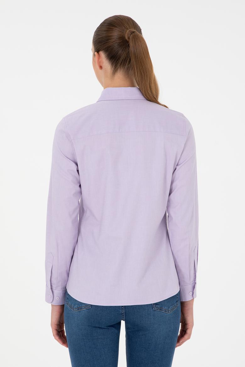 Kadın Lila Uzun Kollu Basic Gömlek - 50295710029