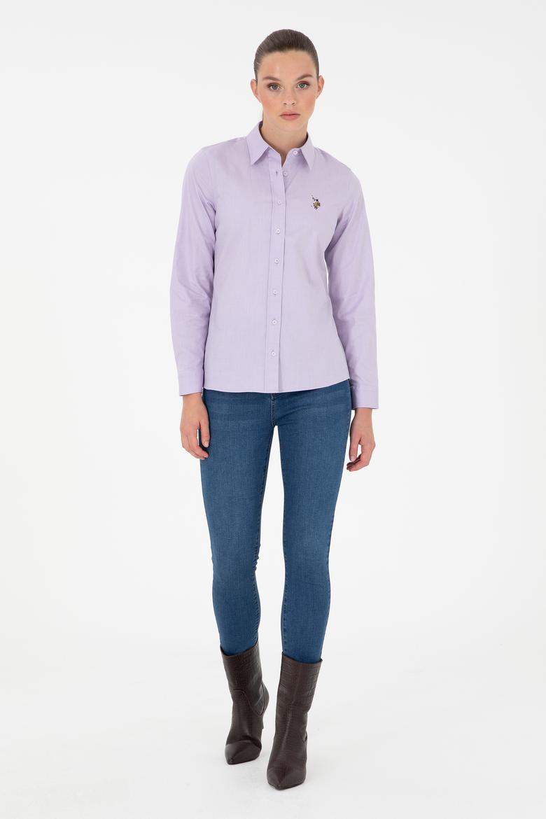 Kadın Lila Uzun Kollu Basic Gömlek - 50295710029