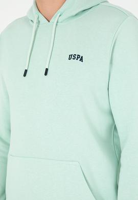 Erkek Kapüşonlu Su Yeşili Basic Şardonlu Sweatshirt - 50295176093