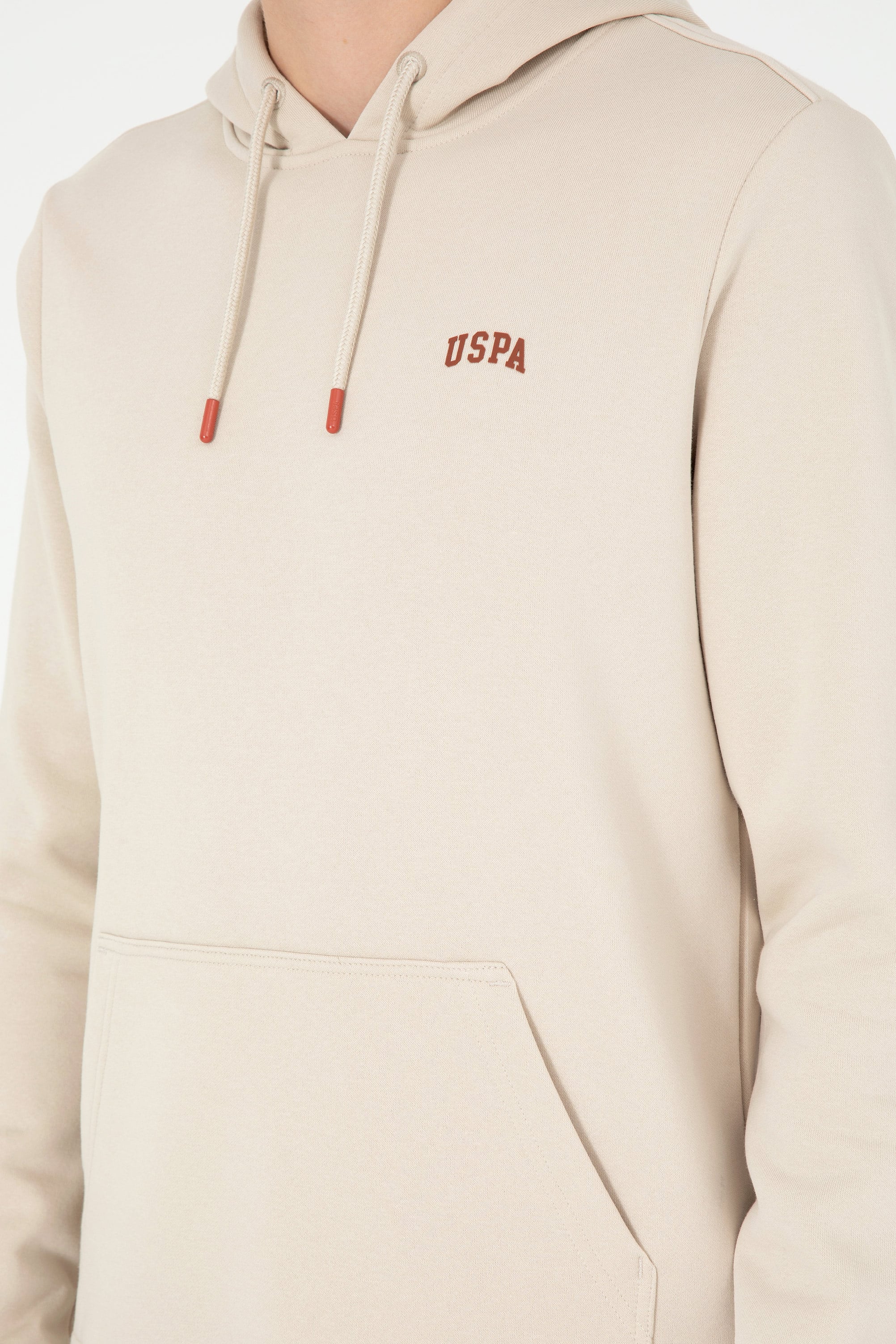Erkek Kapüşonlu Taş Basic Şardonlu Sweatshirt - Image 7