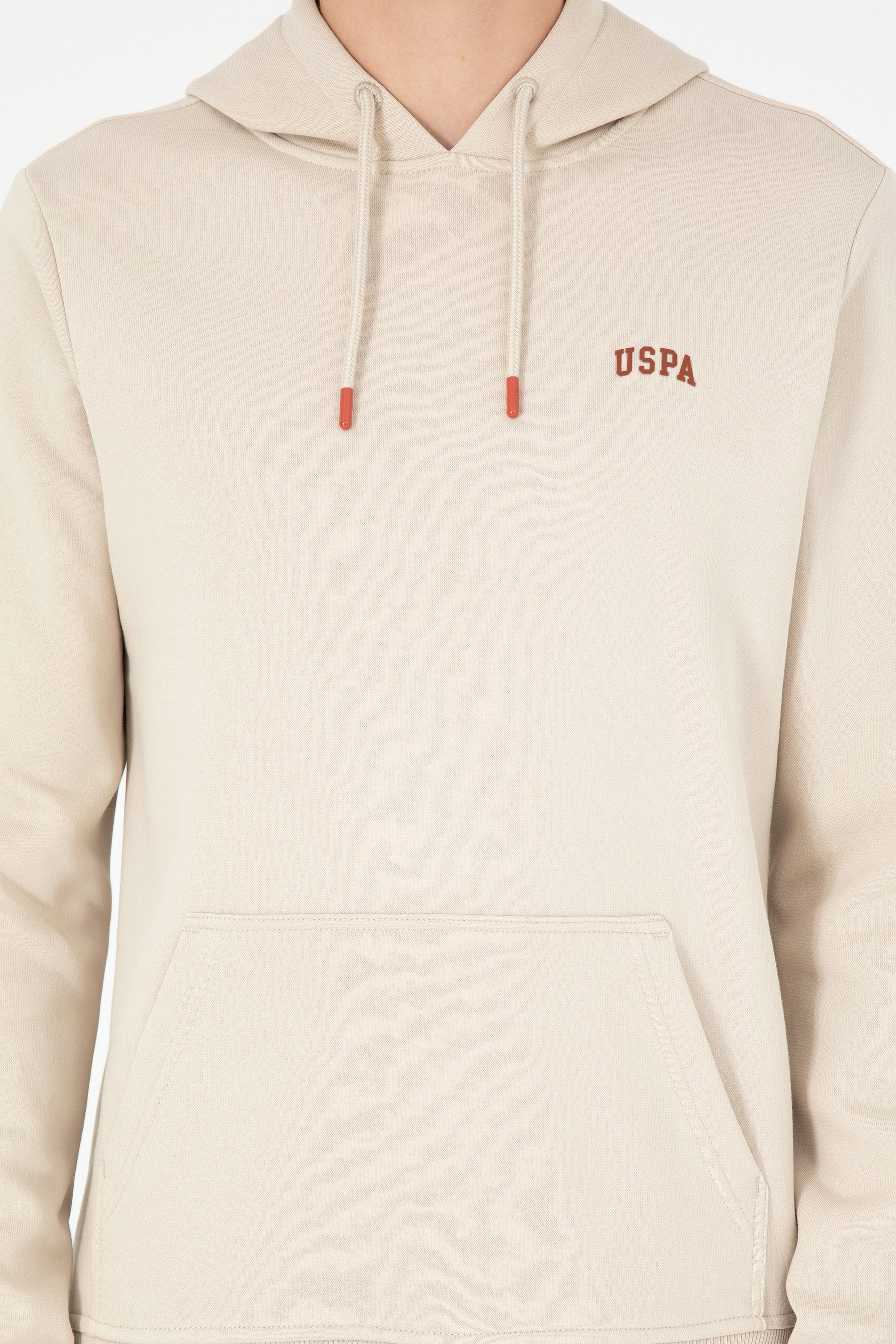 Erkek Kapüşonlu Taş Basic Şardonlu Sweatshirt - Image 6