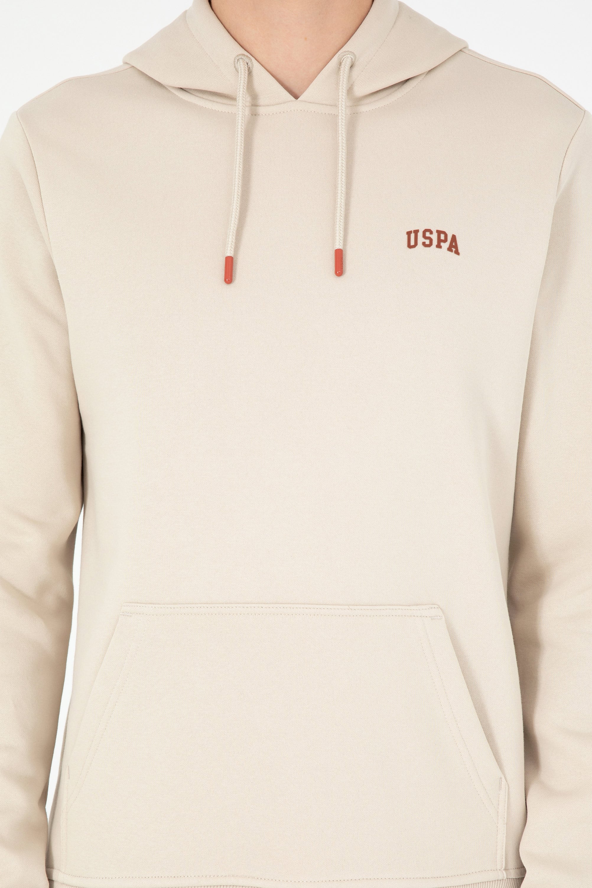Erkek Kapüşonlu Taş Basic Şardonlu Sweatshirt