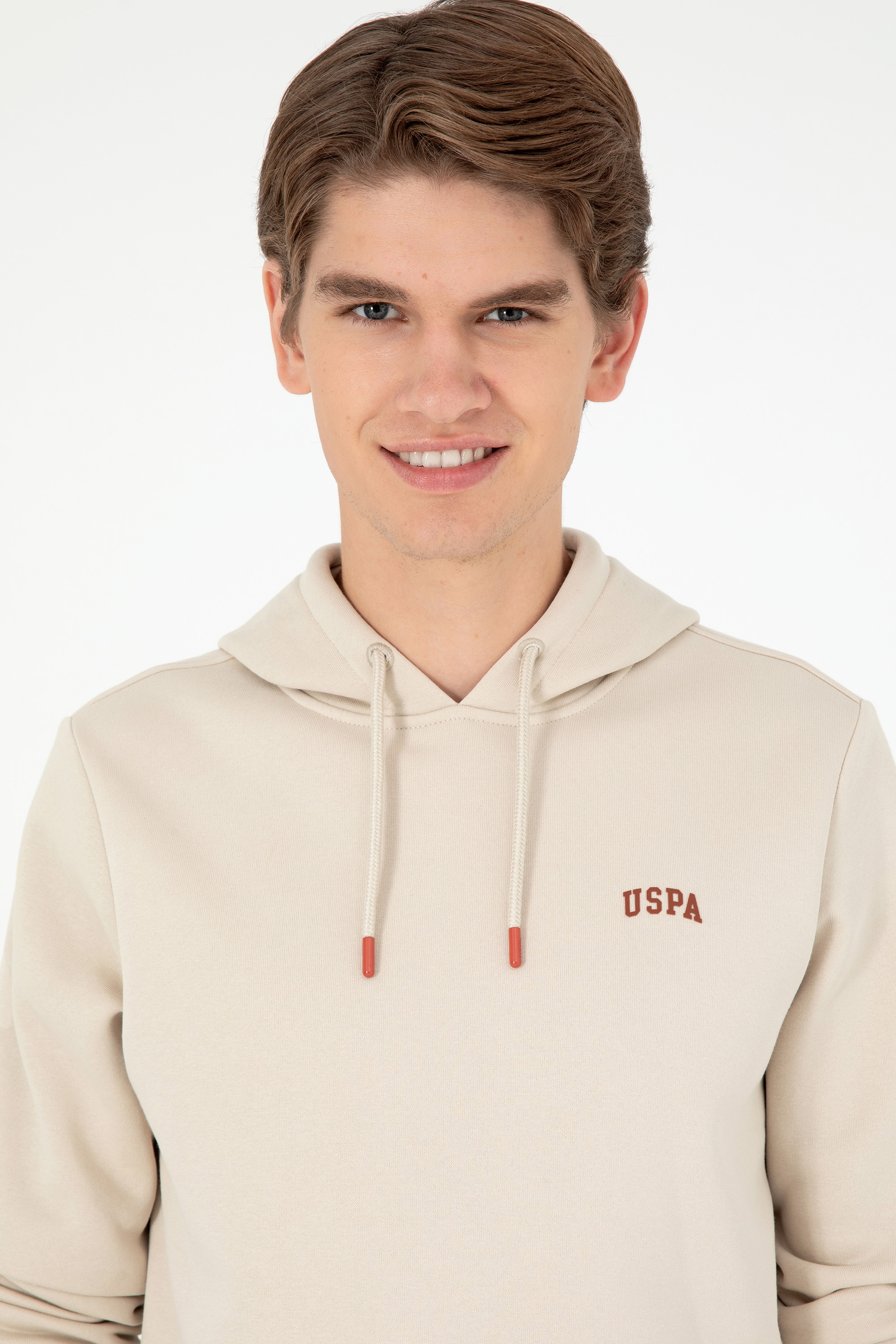 Erkek Kapüşonlu Taş Basic Şardonlu Sweatshirt - Image 2