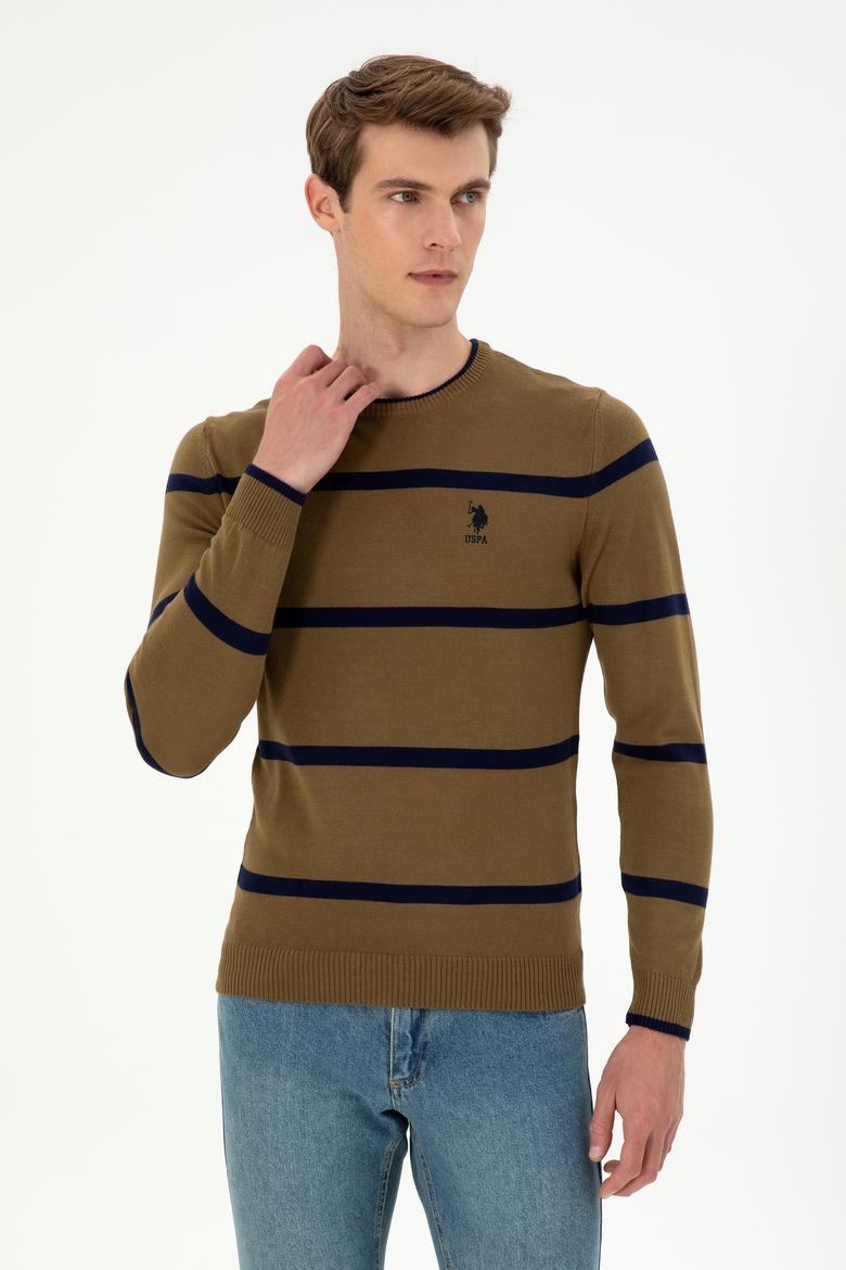 Erkek Haki Bisiklet Yaka Kazak