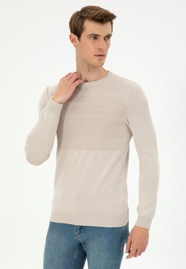 Erkek Slim Fit Bisiklet Yaka Taş Kazak - 50292876016
