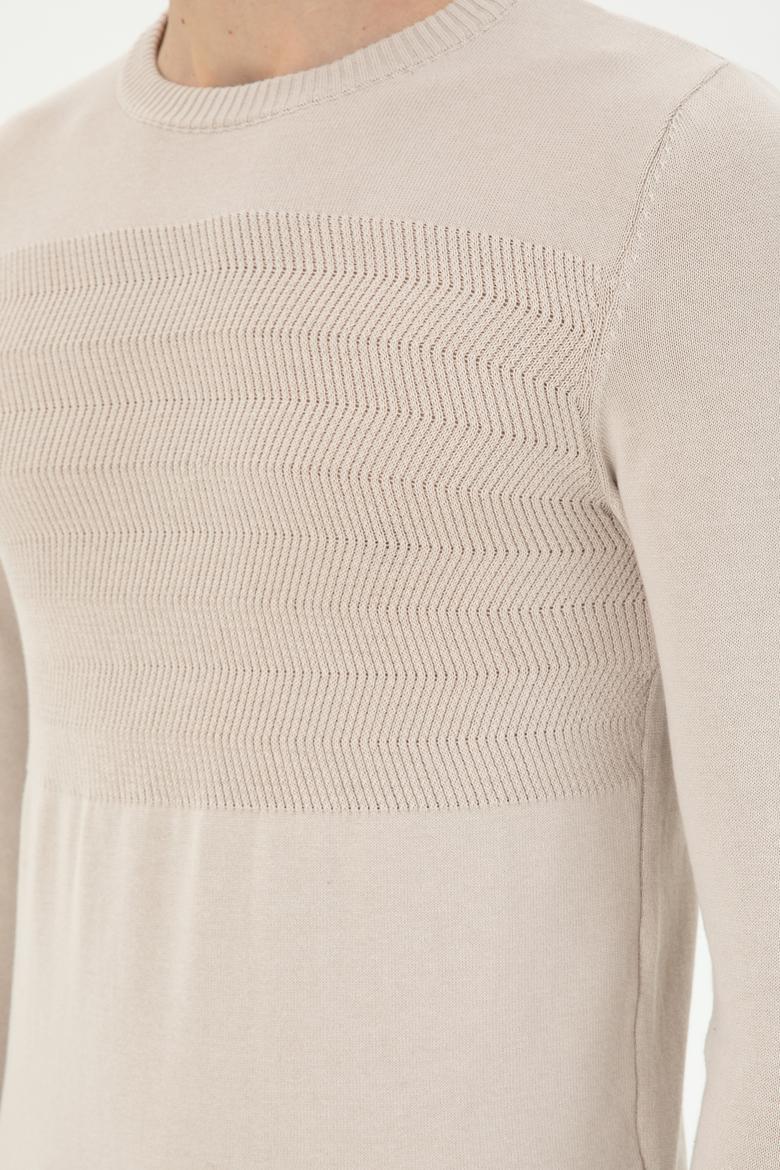 Erkek Slim Fit Bisiklet Yaka Taş Kazak - 50292876016