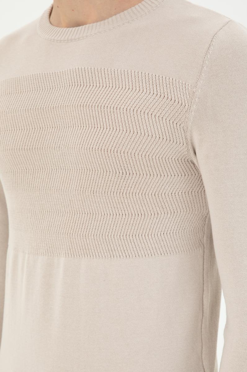 Erkek Slim Fit Bisiklet Yaka Taş Kazak