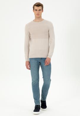 Erkek Slim Fit Bisiklet Yaka Taş Kazak - 50292876016