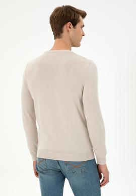 Erkek Slim Fit Bisiklet Yaka Taş Kazak - 50292876016