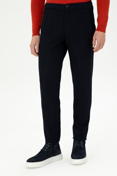 Erkek Carrot Fit Lacivert Kanvas Pantolon