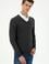 Erkek Slim Fit V Yaka Antrasit Basic Kazak