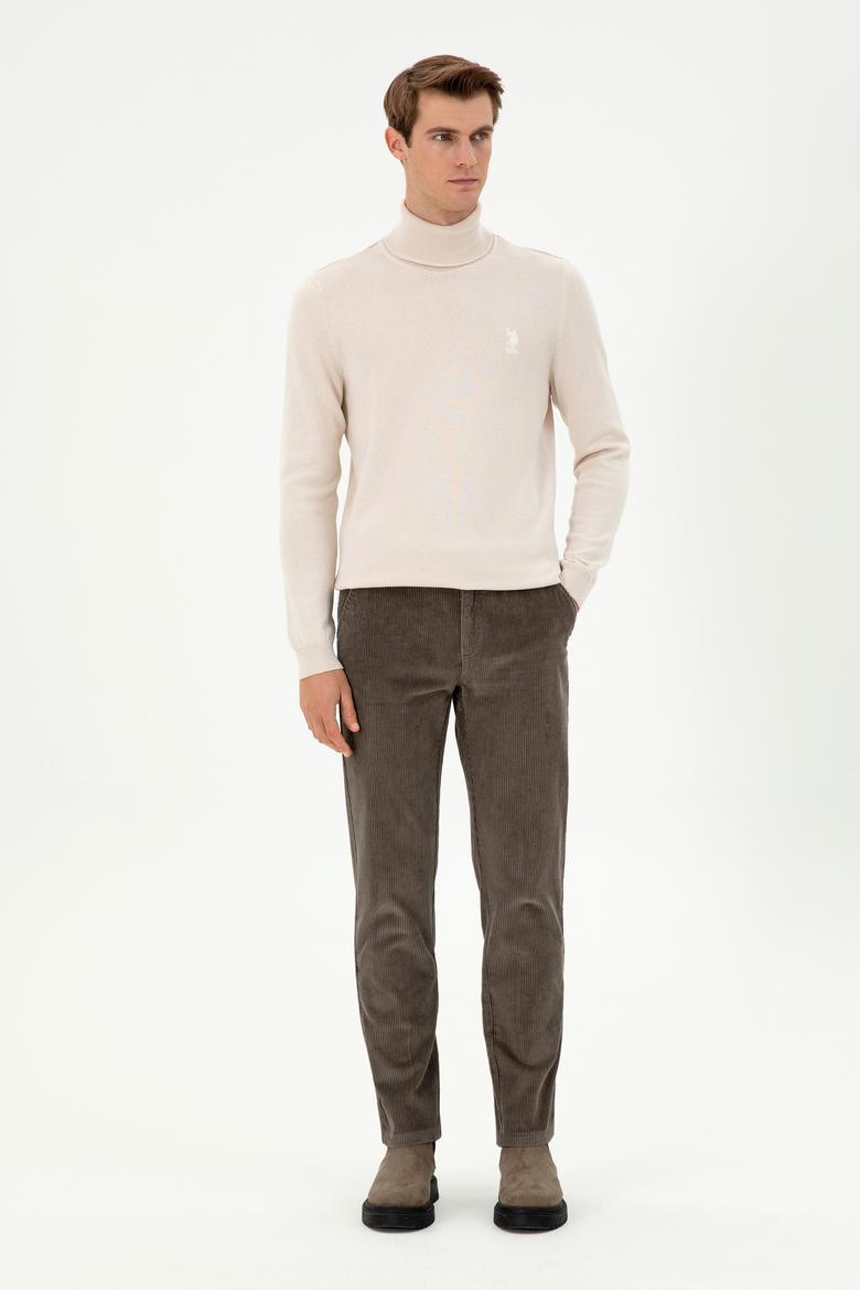 Erkek Regular Fit Vizon Kanvas Pantolon