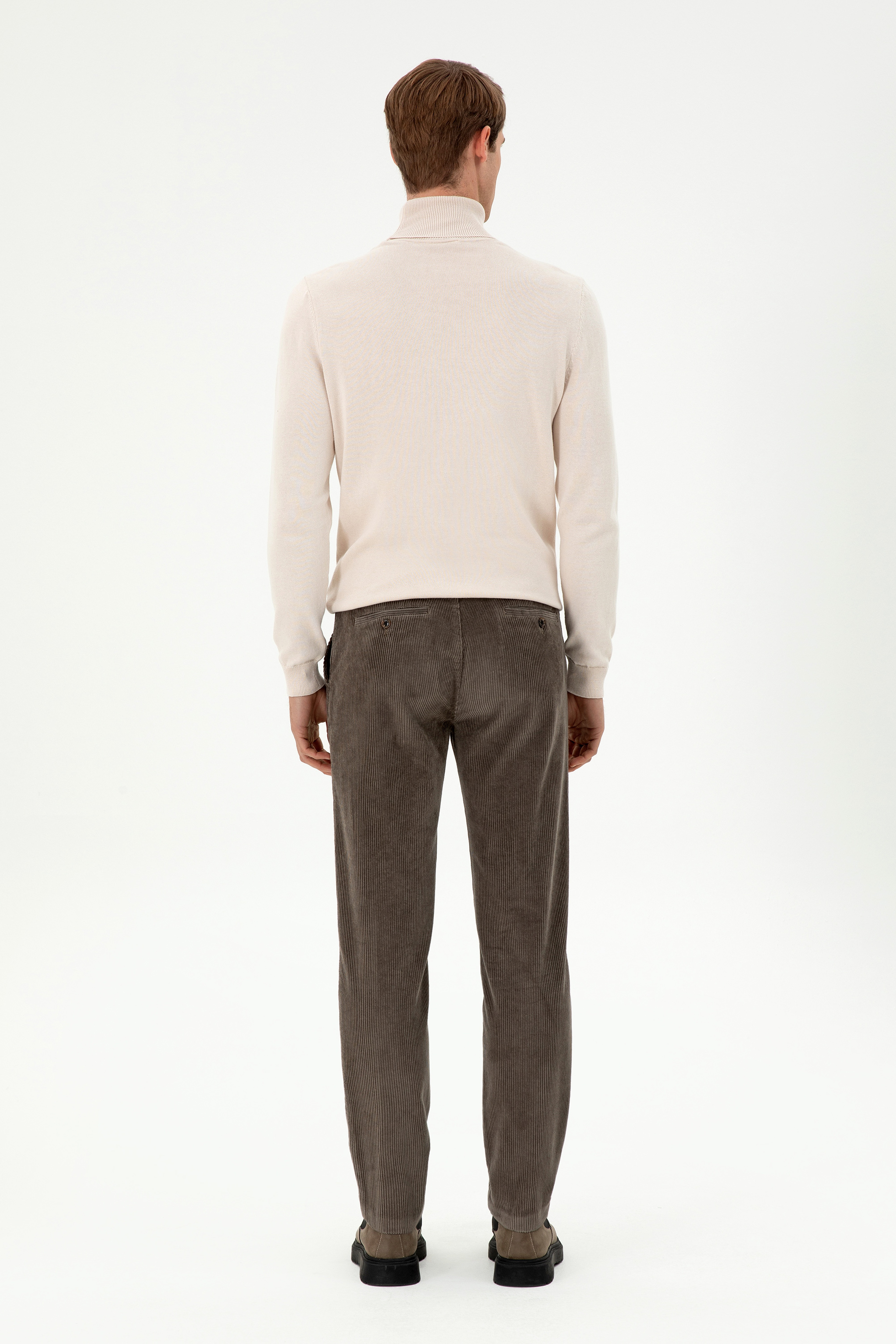 Erkek Regular Fit Vizon Kanvas Pantolon