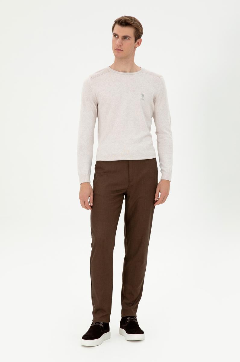 Erkek Kahverengi Kanvas Carrot Fit Pantolon