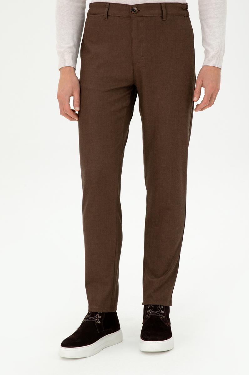Erkek Kahverengi Kanvas Carrot Fit Pantolon