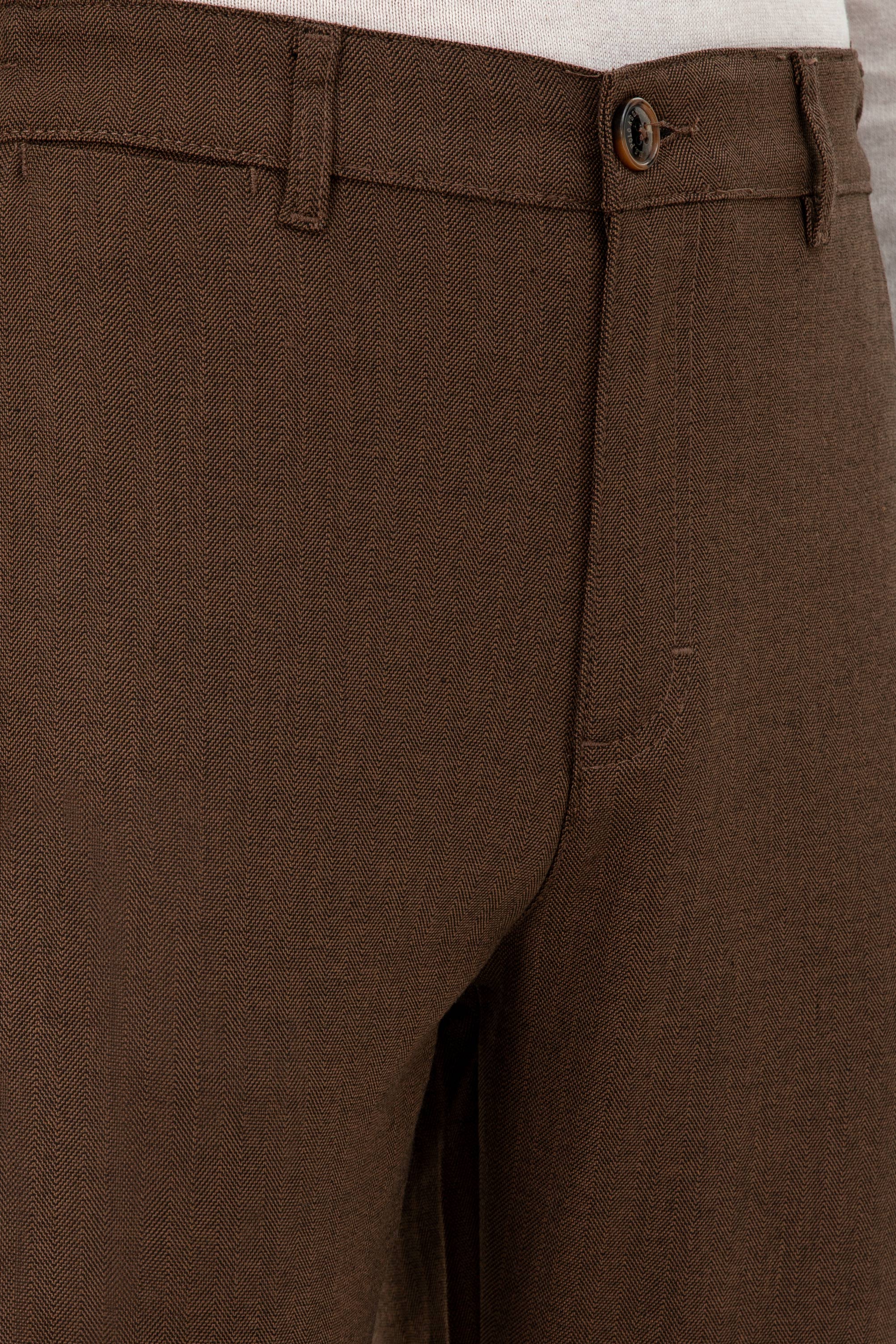 Erkek Kahverengi Kanvas Carrot Fit Pantolon - Image 5