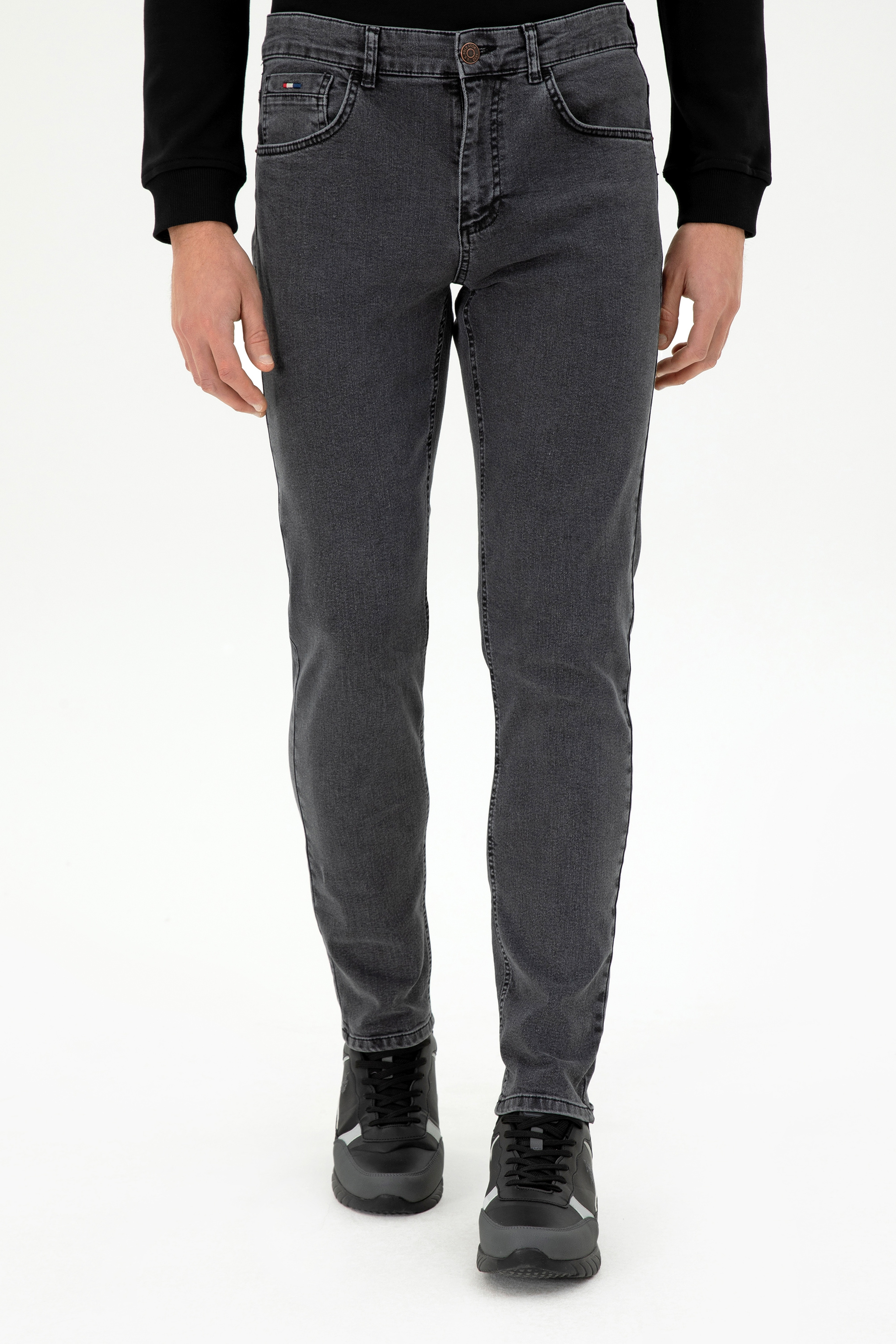 Erkek Gri Slim Fit Jean Pantolon - Image 2