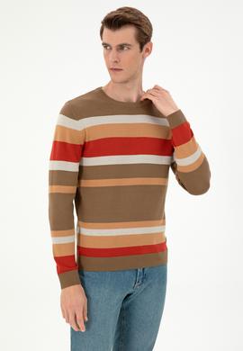 Erkek Regular Fit Bisiklet Yaka Haki Kazak - 50293030007