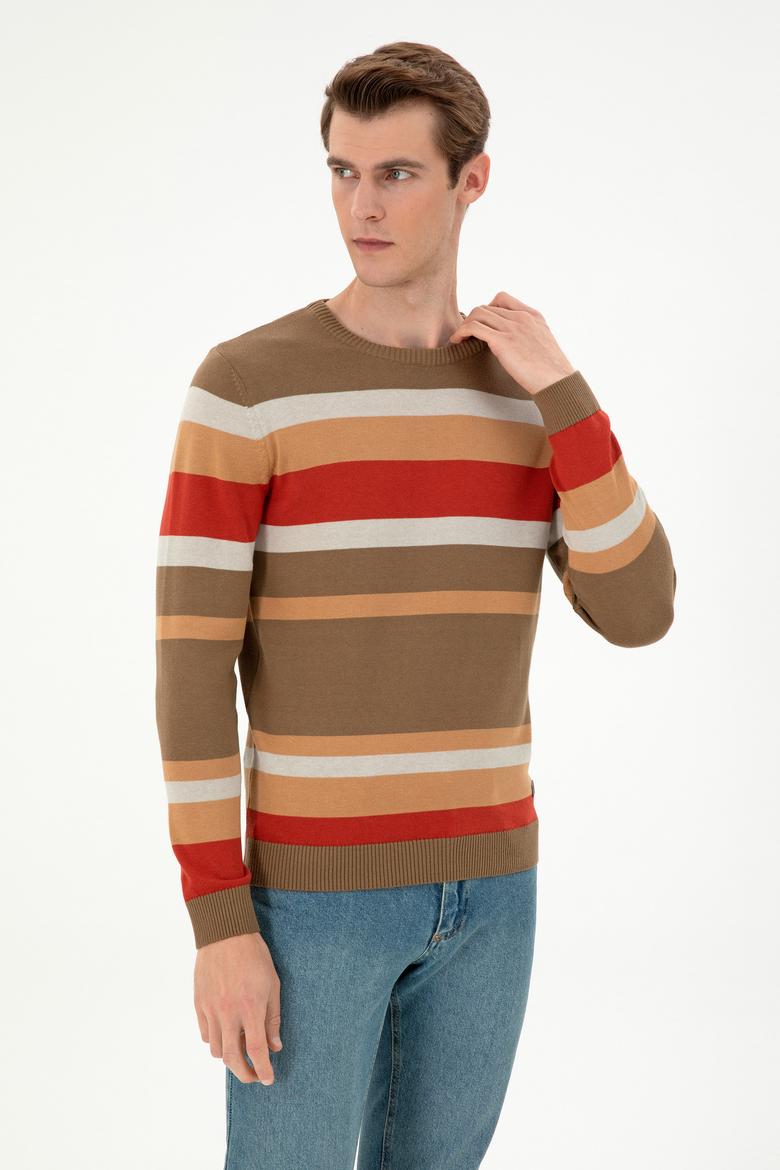 Erkek Regular Fit Bisiklet Yaka Haki Kazak - 50293030007