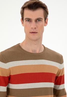 Erkek Regular Fit Bisiklet Yaka Haki Kazak - 50293030007