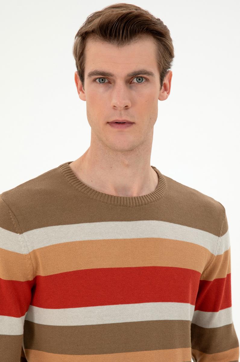 Erkek Regular Fit Bisiklet Yaka Haki Kazak