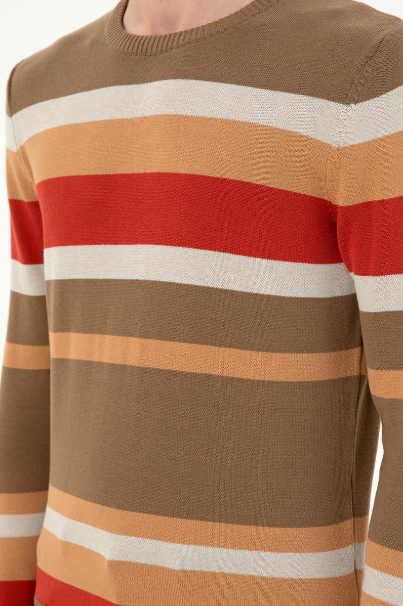 Erkek Regular Fit Bisiklet Yaka Haki Kazak