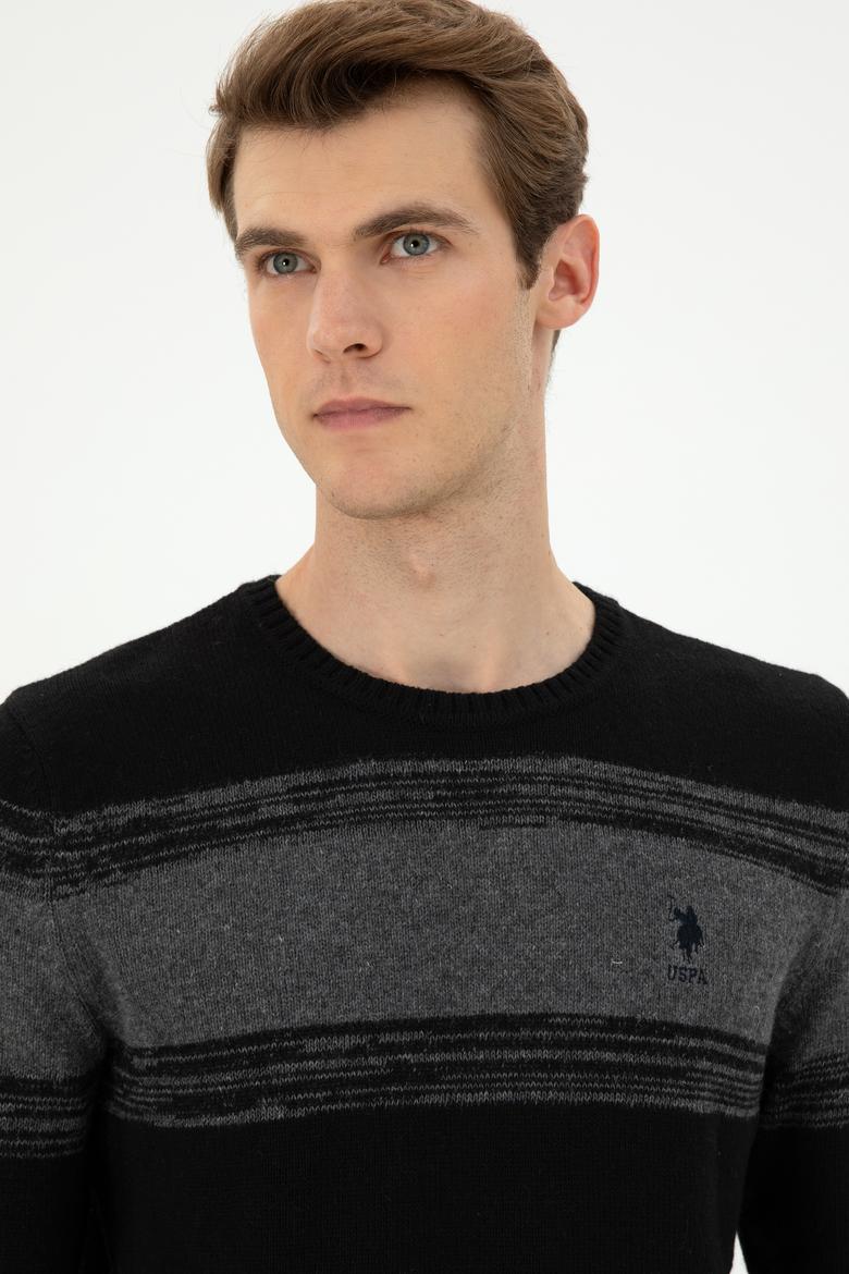 Erkek Slim Fit Bisiklet Yaka Antrasit Melanj Kazak - 50293115029