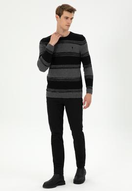 Erkek Slim Fit Bisiklet Yaka Antrasit Melanj Kazak - 50293115029