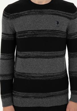 Erkek Slim Fit Bisiklet Yaka Antrasit Melanj Kazak - 50293115029