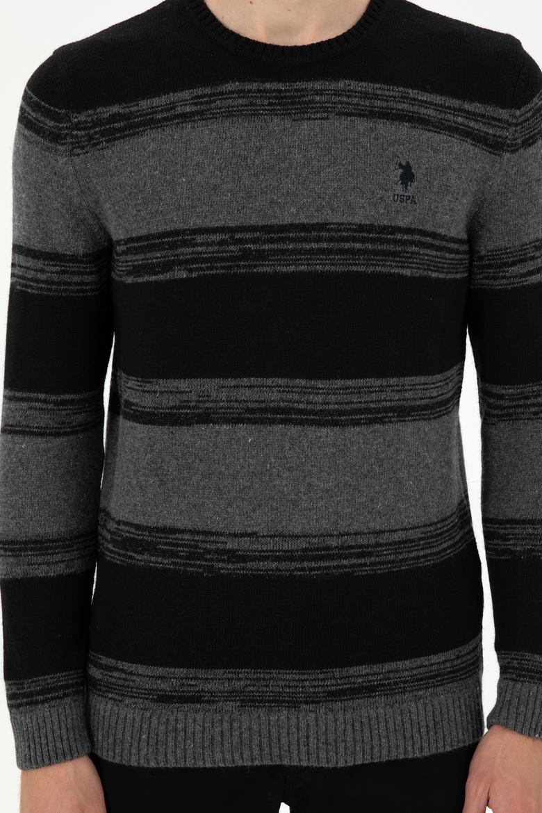 Erkek Slim Fit Bisiklet Yaka Antrasit Melanj Kazak - 50293115029