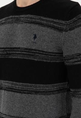 Erkek Slim Fit Bisiklet Yaka Antrasit Melanj Kazak - 50293115029