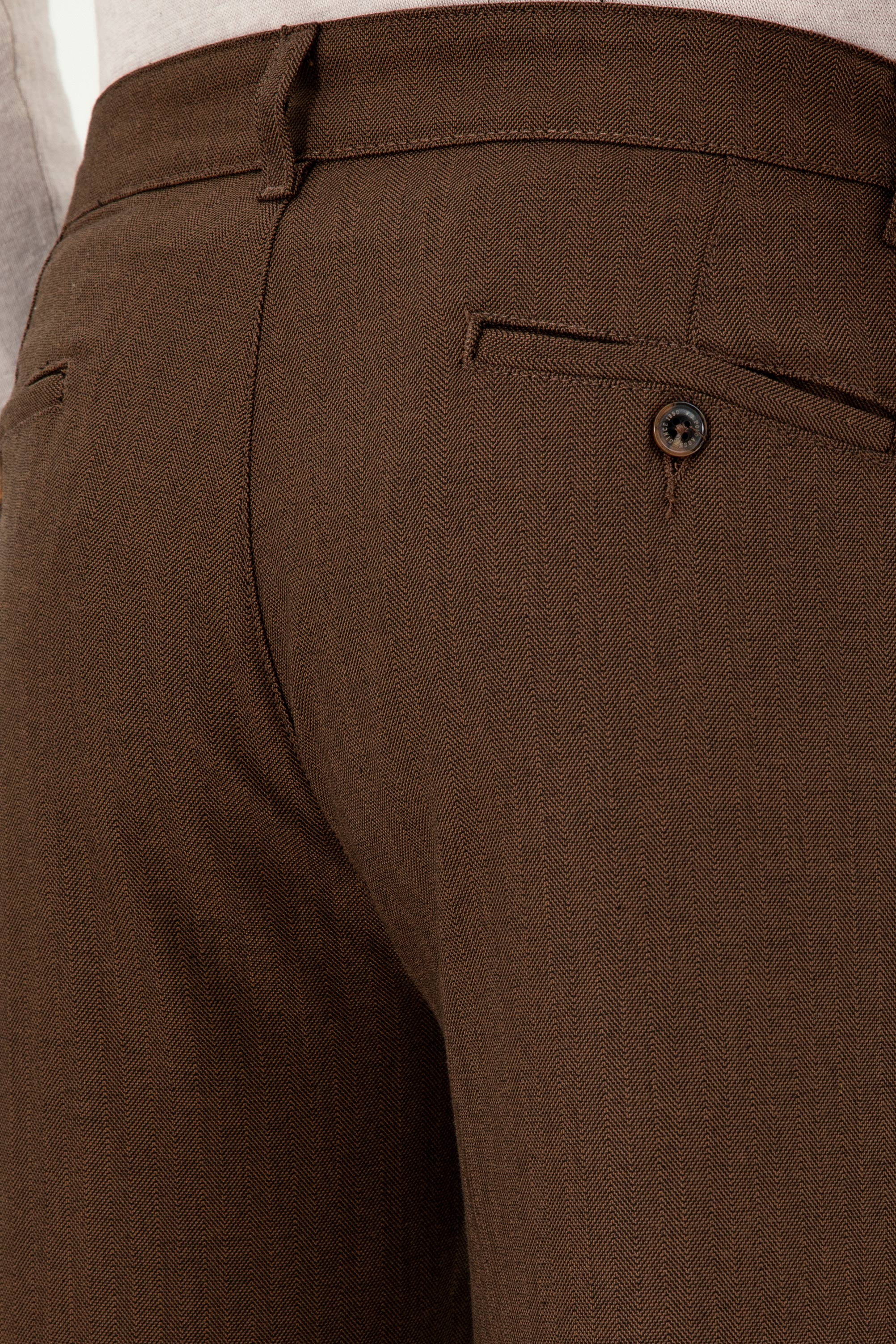 Erkek Kahverengi Kanvas Carrot Fit Pantolon - Image 6