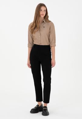 Kadın Siyah Carrot Hight Waist Fit Kanvas Pantolon