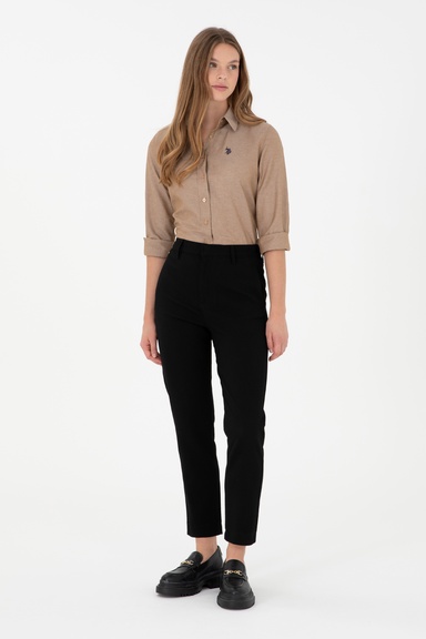 Kadın Siyah Carrot Hight Waist Fit Kanvas Pantolon