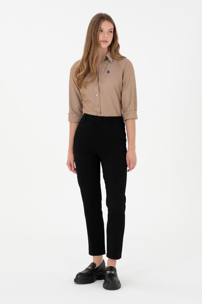 Kadın Siyah Carrot Hight Waist Fit Kanvas Pantolon