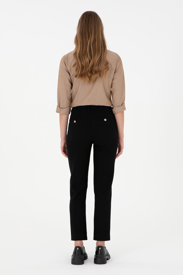 Kadın Siyah Carrot Hight Waist Fit Kanvas Pantolon - 50298544010