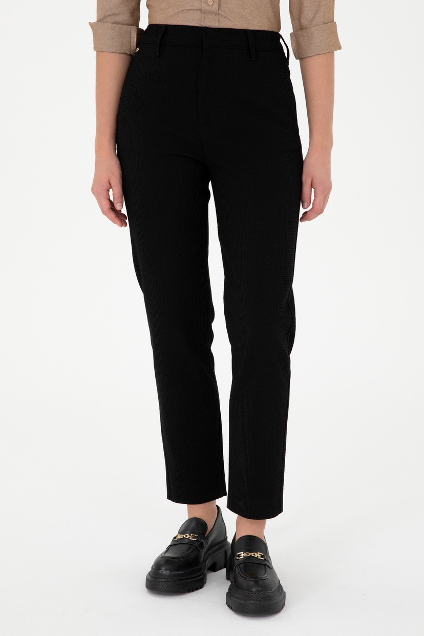 Kadın Siyah Carrot Hight Waist Fit Kanvas Pantolon