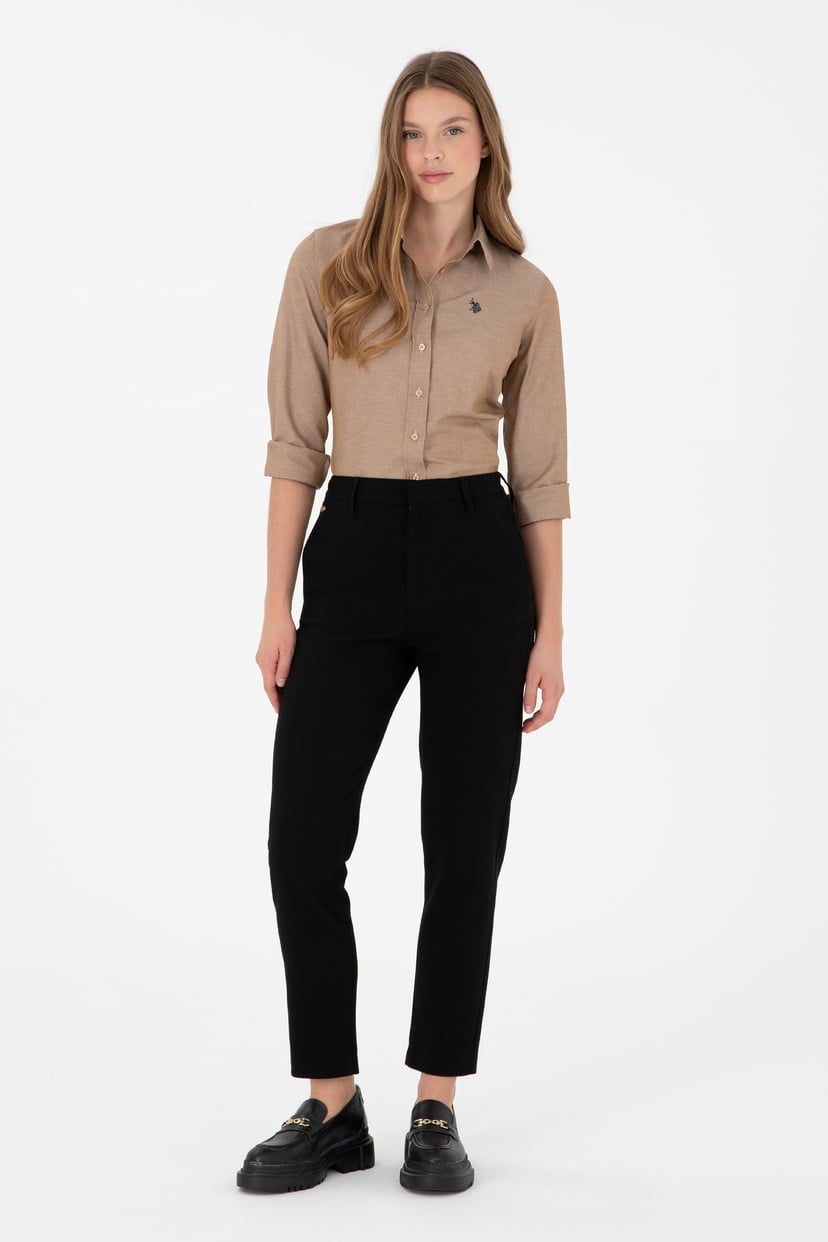 Kadın Siyah Carrot Hight Waist Fit Kanvas Pantolon