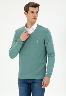 Erkek Slim Fit V Yaka Mint Basic Kazak - 50288886078