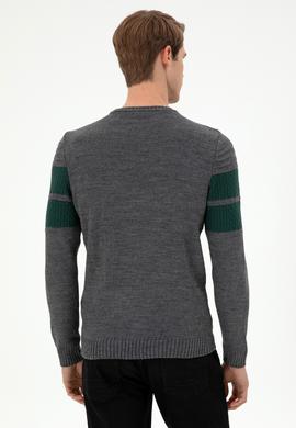 Erkek Slim Fit Bisiklet Yaka Antrasit Melanj Kazak - 50293041016