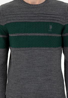 Erkek Slim Fit Bisiklet Yaka Antrasit Melanj Kazak - 50293041016