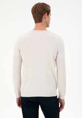 Erkek Slim Fit Bisiklet Yaka Taş Melanj Basic Kazak - 50288888001