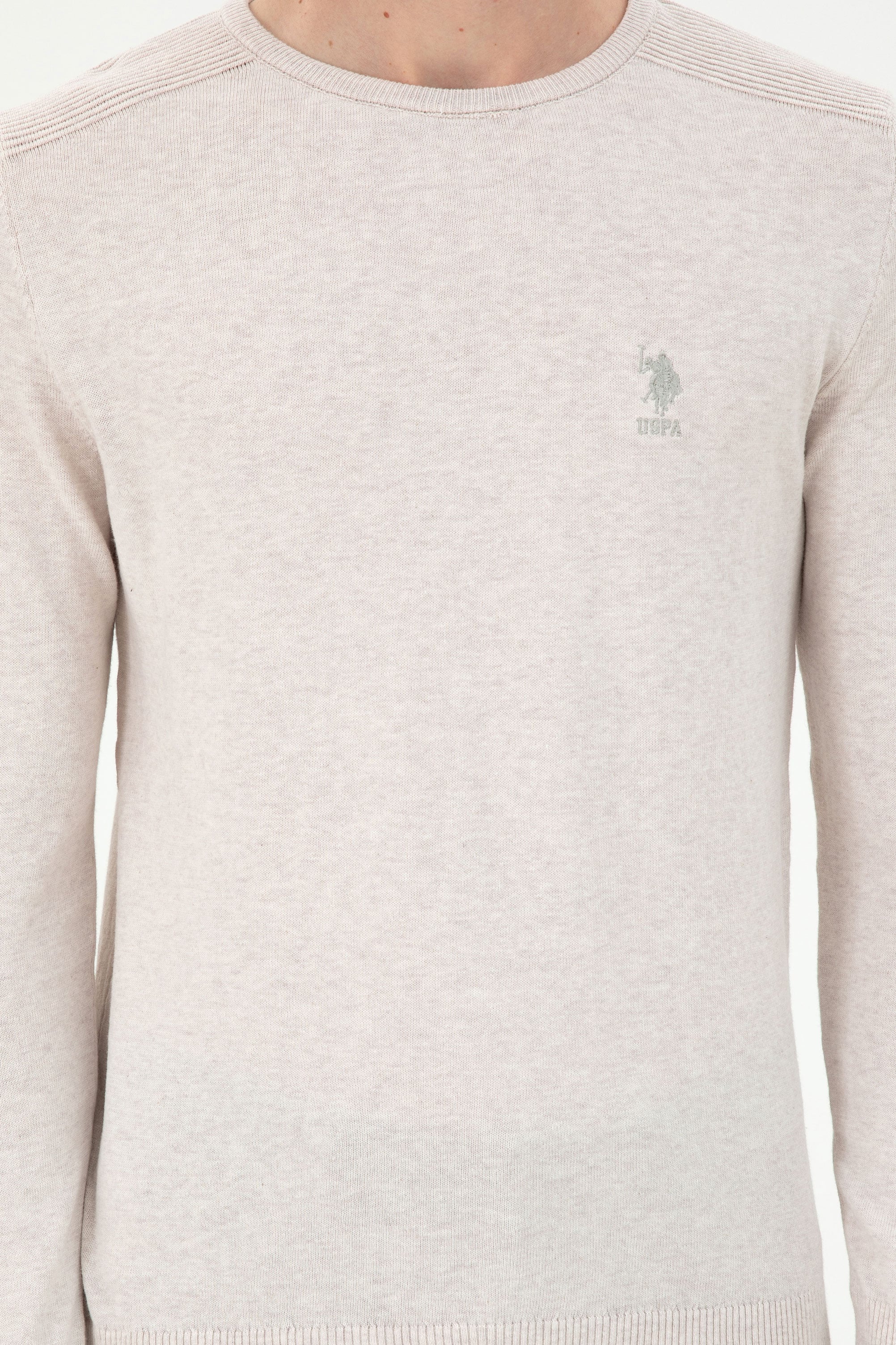 Erkek Slim Fit Bisiklet Yaka Taş Melanj Basic Kazak - Image 6