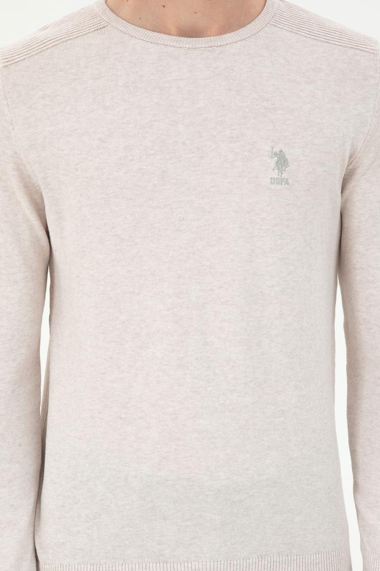 Erkek Slim Fit Bisiklet Yaka Taş Melanj Basic Kazak - 50288888001