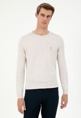 Erkek Slim Fit Bisiklet Yaka Taş Melanj Basic Kazak - 50288888001