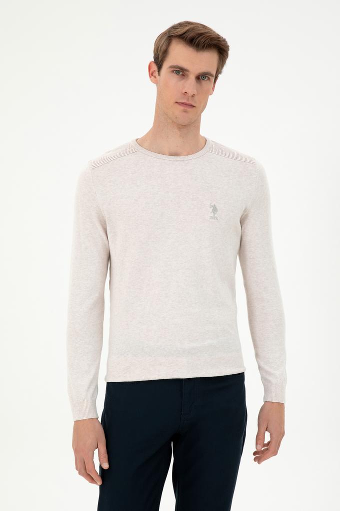 Erkek Slim Fit Bisiklet Yaka Taş Melanj Basic Kazak